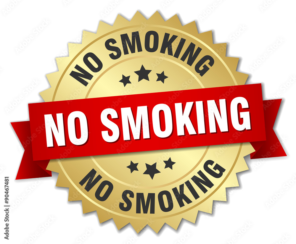 no smoking 3d gold badge with red ribbon no smoking 3d gold badge with red ribbon