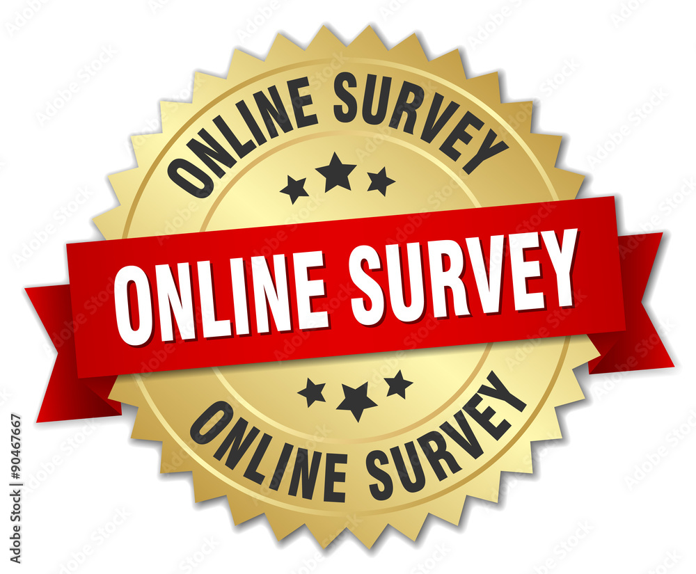 online survey 3d gold badge with red ribbon online survey 3d gold badge with red ribbon