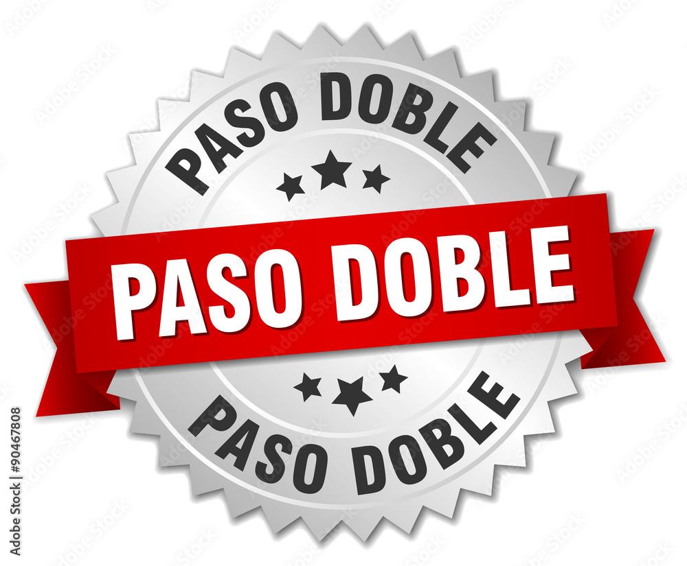 paso doble 3d silver badge with red ribbon paso doble 3d silver badge with red ribbon
