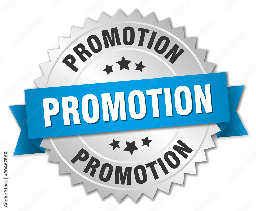 promotion 3d silver badge with blue ribbon promotion 3d silver badge with blue ribbon