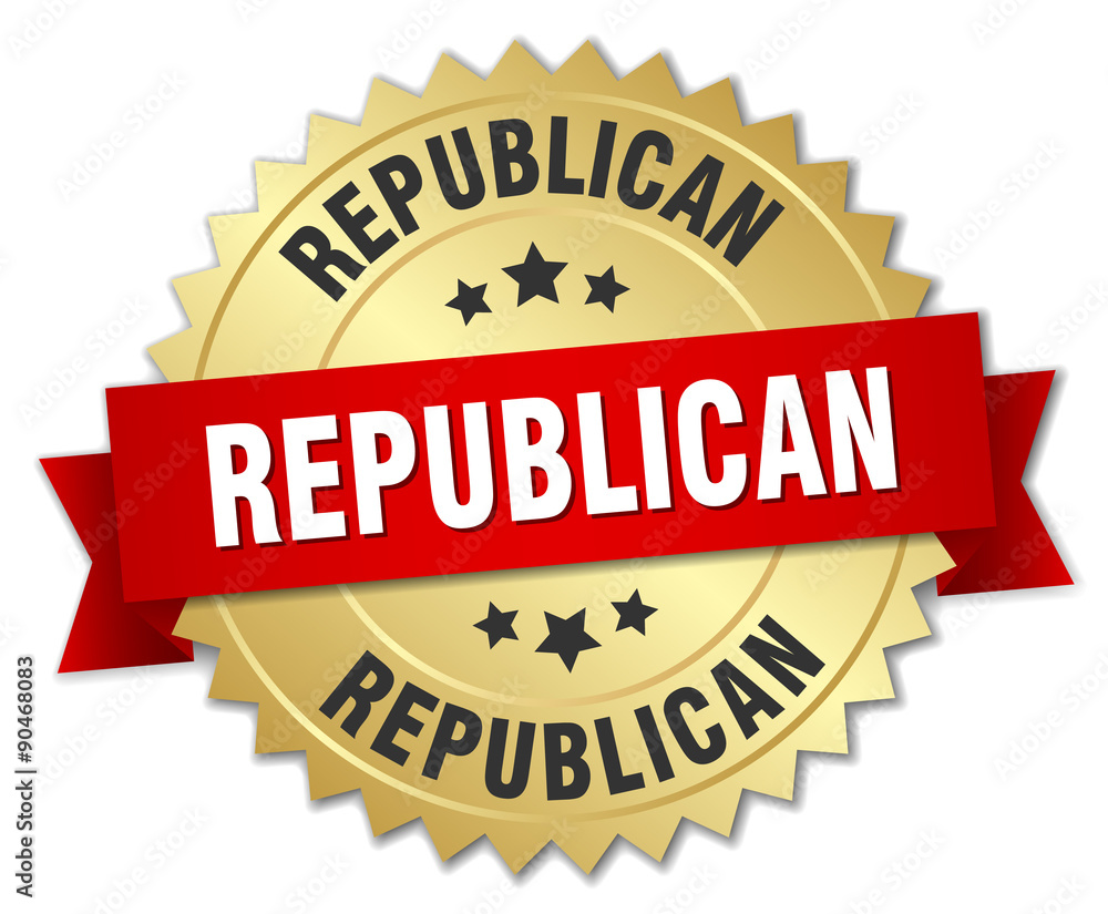 republican 3d gold badge with red ribbon republican 3d gold badge with red ribbon