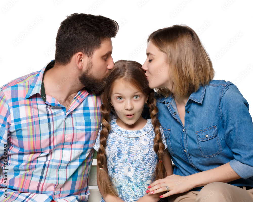 happy family on white background happy family on white background