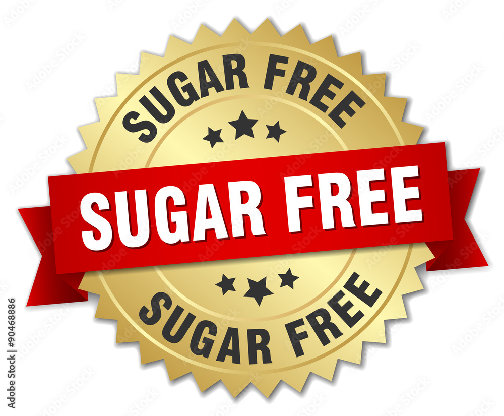 sugar free 3d gold badge with red ribbon sugar free 3d gold badge with red ribbon