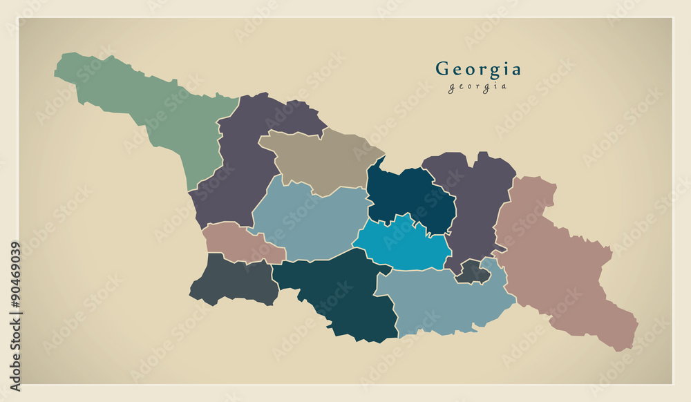 Modern Map - Georgia with provinces political details GE