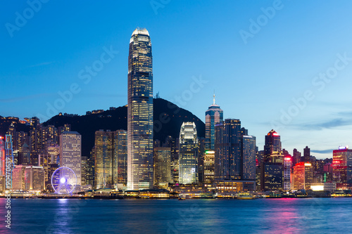 Skyline of hong kong at night