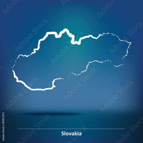 Fotografie, Obraz Doodle Map of Slovakia