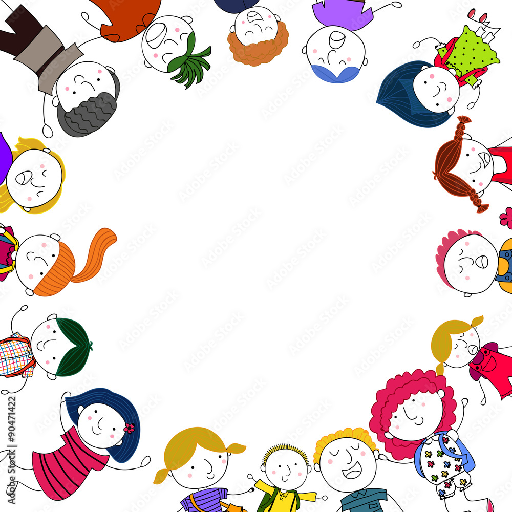 Fototapeta premium Group of sketch kids