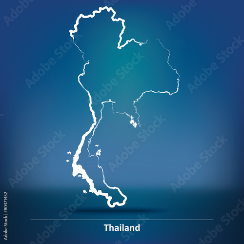 Doodle Map of Thailand