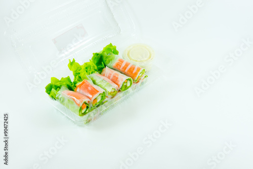 Imitation crab stick roll salad