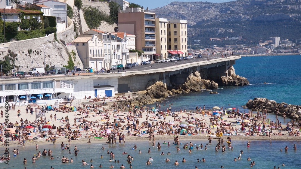 Marseilles, France - May 29: tourists and locals enjoying a sunn