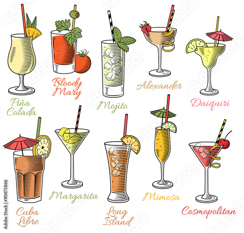 Famous Cocktails Illustrations