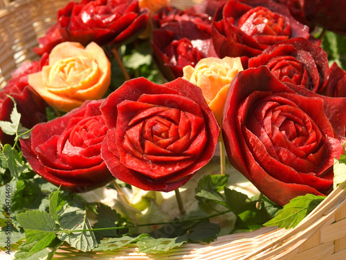 Food carving - roses from beetroot