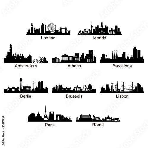 Carta da parati Londra - Carta da parati City Skyline of European Country - Vector Silhouette