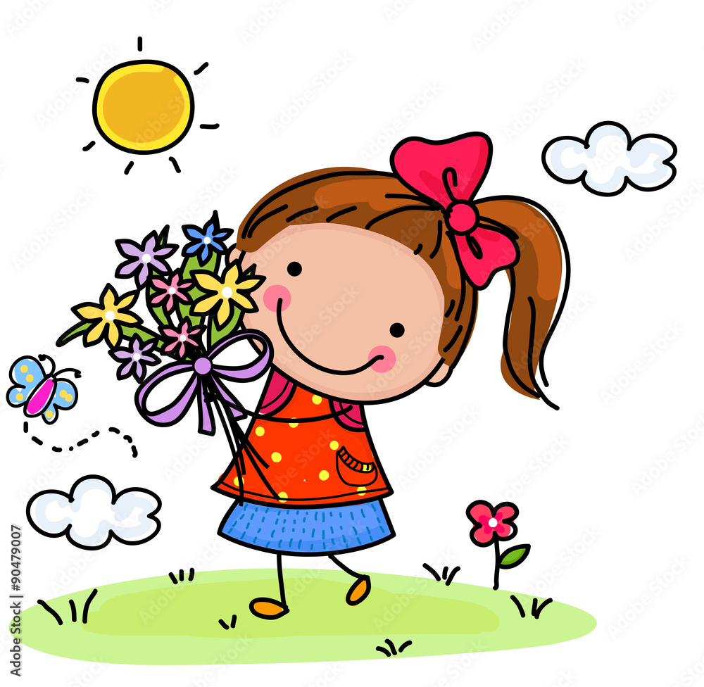 Little girl and flower Little girl and flower
