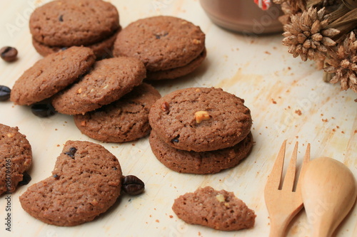 Chocolate chip cookies and cocoa drinks