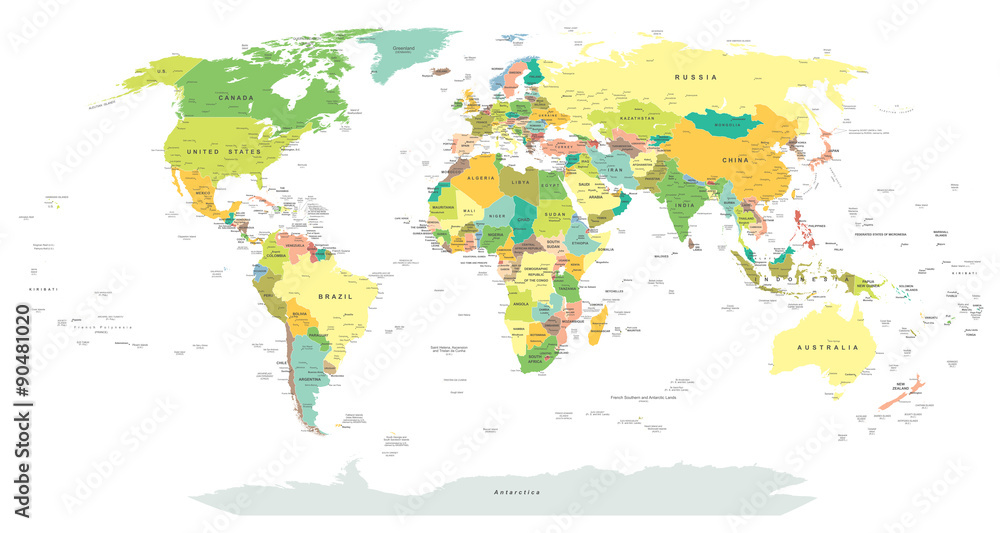 Fototapeta Mapa świata - bardzo szczegółowe ilustracji wektorowych.