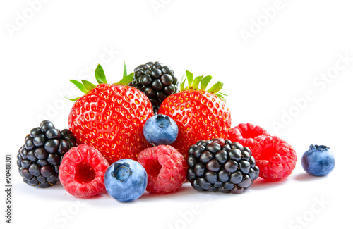 Big Pile of Fresh Berries on the White Background photo