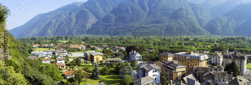 Vogogna (Ossola Valley, Piedmont): old village panorama. Color image