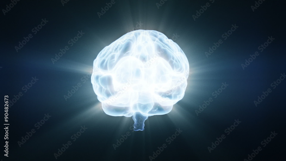 Brain spinning on black background with energy light streaks. Seamless loop Brain spinning on black background with energy light streaks. Seamless loop