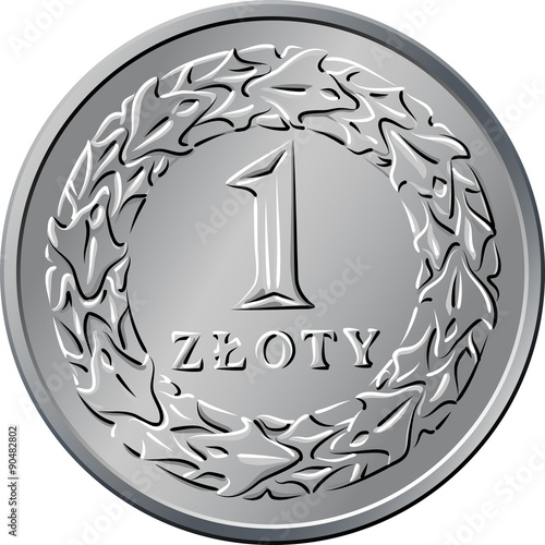 reverse Polish Money one zloty coin