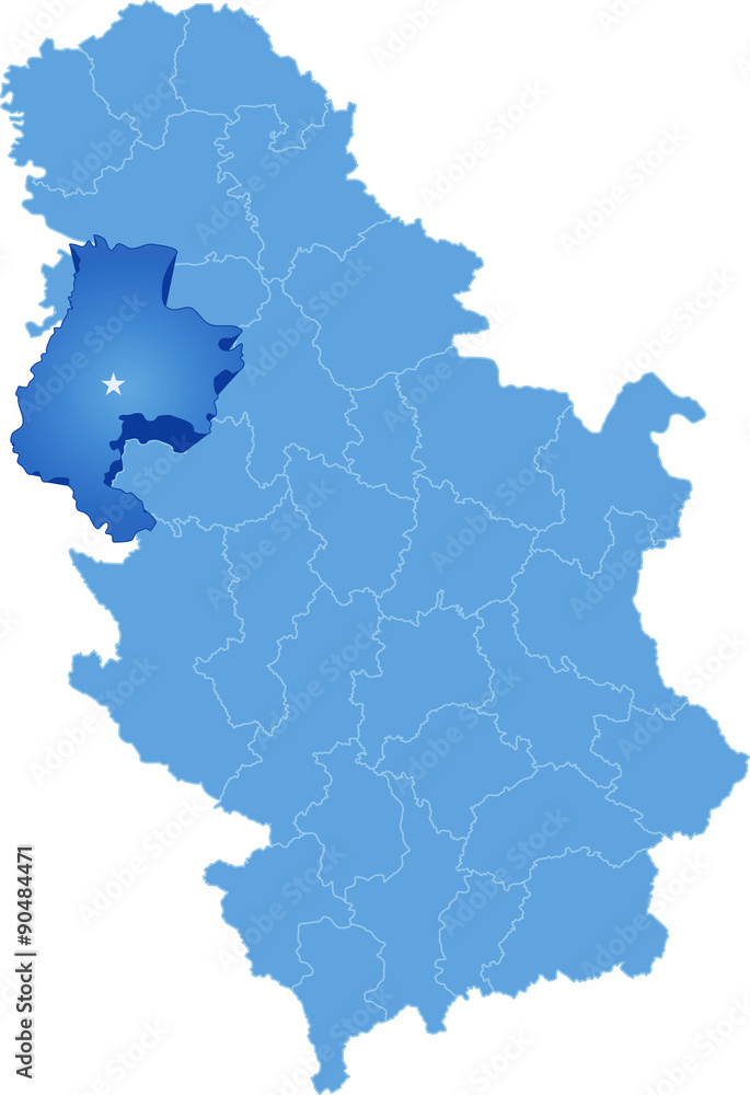 Map of Serbia, Subdivision Macva District