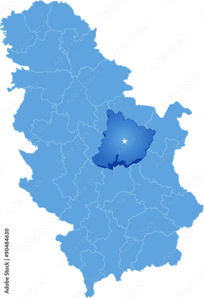 Map of Serbia, Subdivision Pomoravlje District Map of Serbia, Subdivision Pomoravlje District
