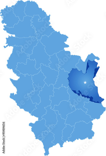 Map of Serbia, Subdivision Zajecar District