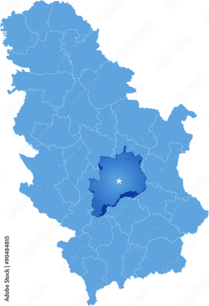 Map of Serbia, Subdivision Rasina District
