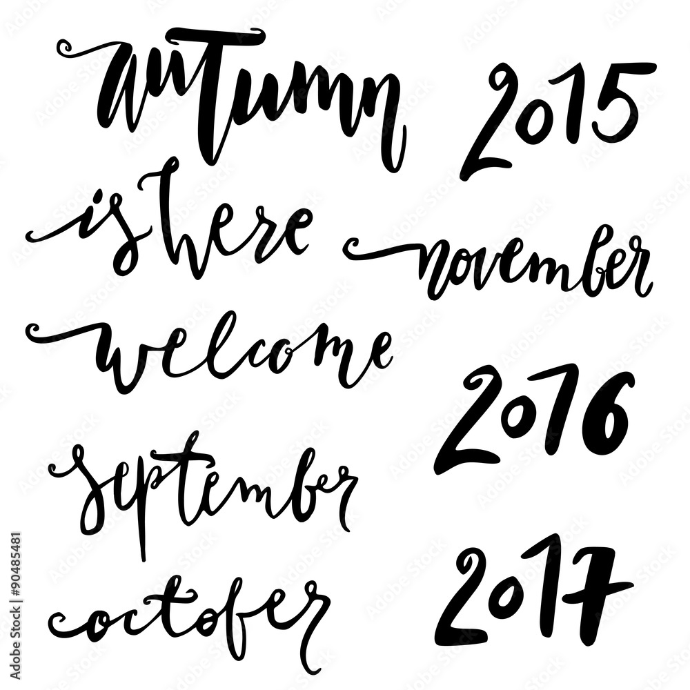 Hello october. Hand drawn lettering. Hello october. Hand drawn lettering.