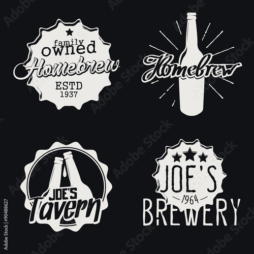 Set of brewery labels. Homebrew badges, icons and design templates. Vector.