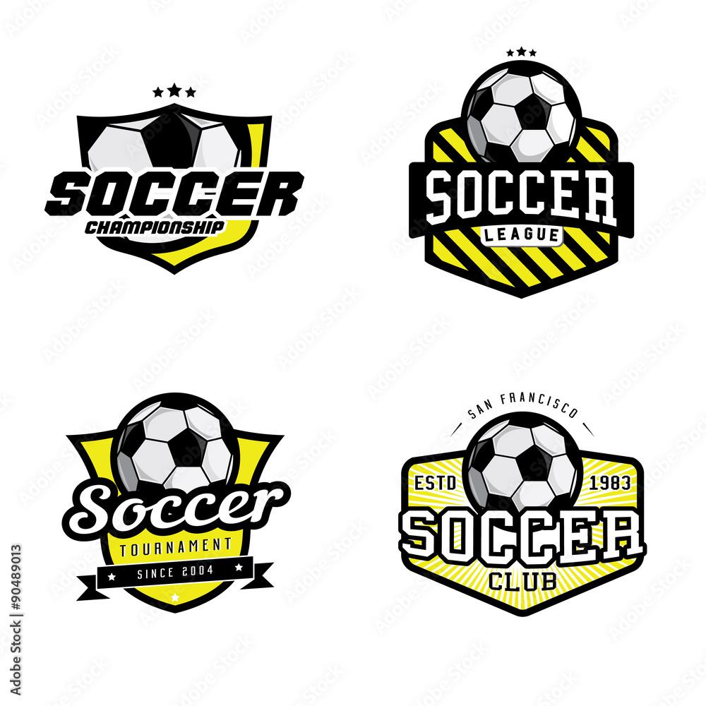 Set of soccer league / championship / tournament / club badges, labels,  icons and design elements. Soccer themed t-shirt graphics Stock Vector |  Adobe Stock