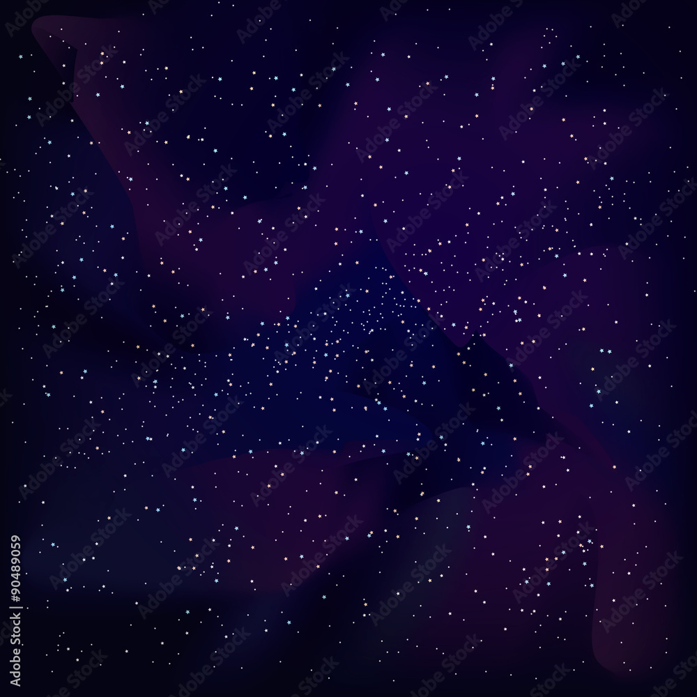 Fototapeta premium Vector cosmic sky with interstellar gas (cosmic clouds)