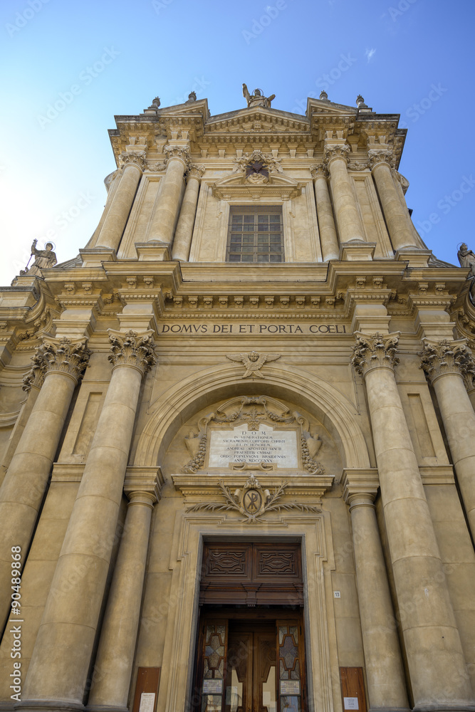 Bra (Cuneo): cathedral facade. Color image