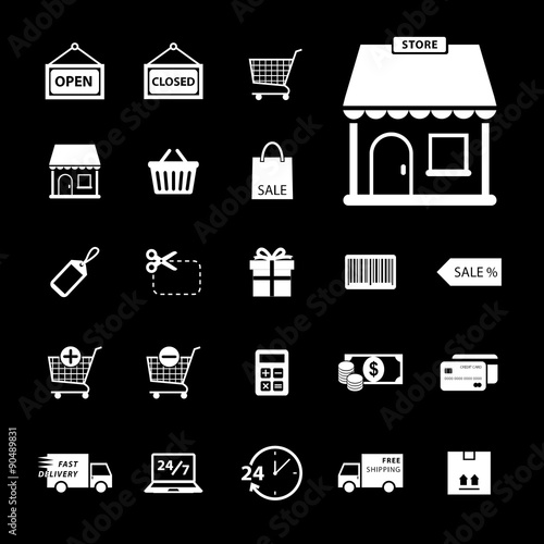 Online shopping icon. Shopping icon. E-commerce icon. silhouette