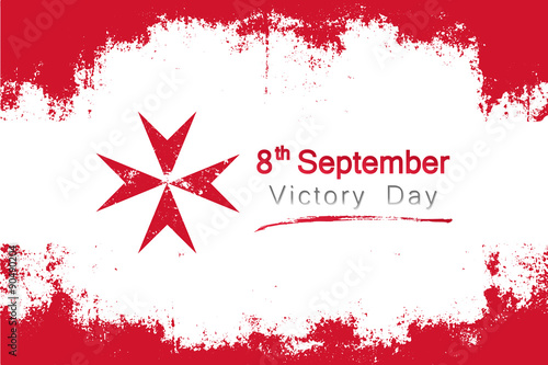 Popular grunge style vector for Malta's victory day on september 8  with the colors and red symbol of the country's flag.