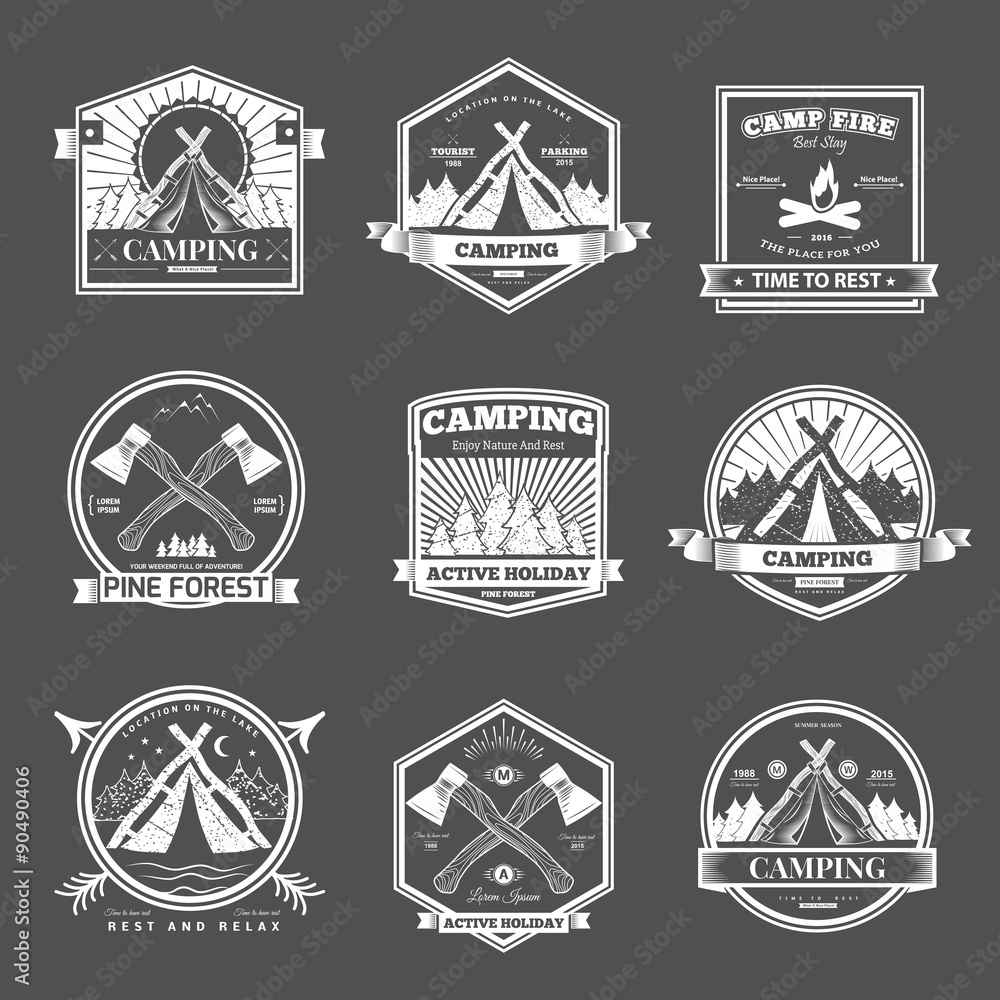 Camping  retro vector logo