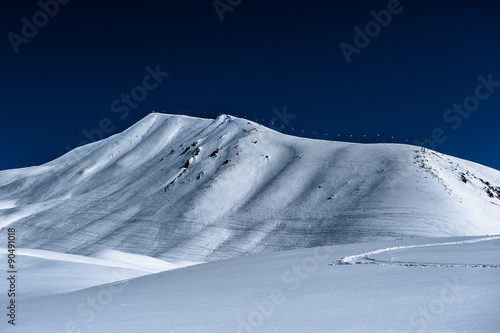 Winter snowy mountains. Caucasus Mountains, Georgia, Gudauri.