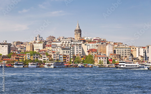 View of Istanbul with the Galata tower from the side of the Golden horn © vesta48