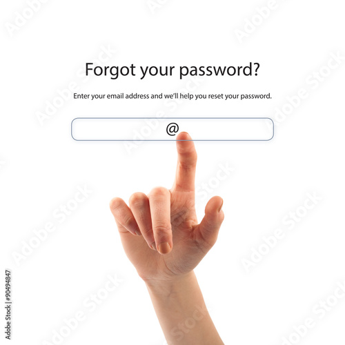 Push the button. Password concept.