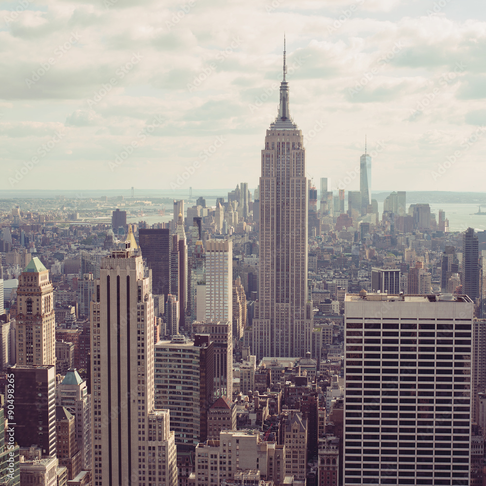 Obraz New York City, Manhattan skyline aerial view with Empire State building