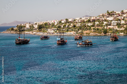Touristic Sail Boats Near the Beach of Akyarlar, Bodrum