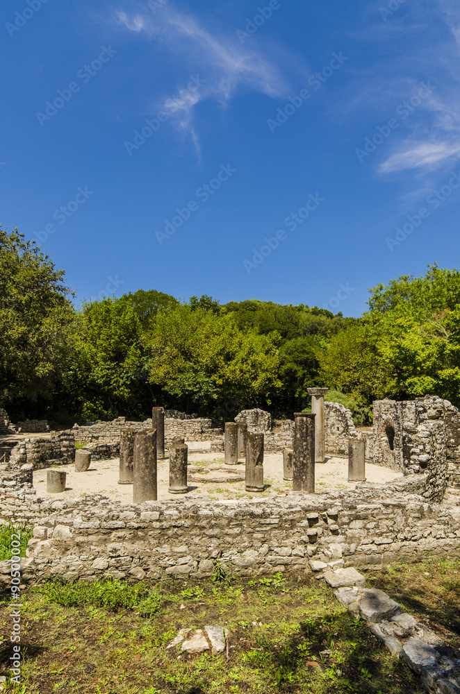 View at ruins of ancient city Butrint in Albania
