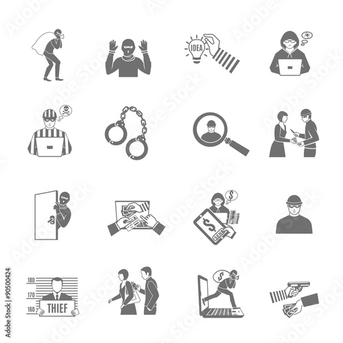 Theft And Robbery Icons Set
