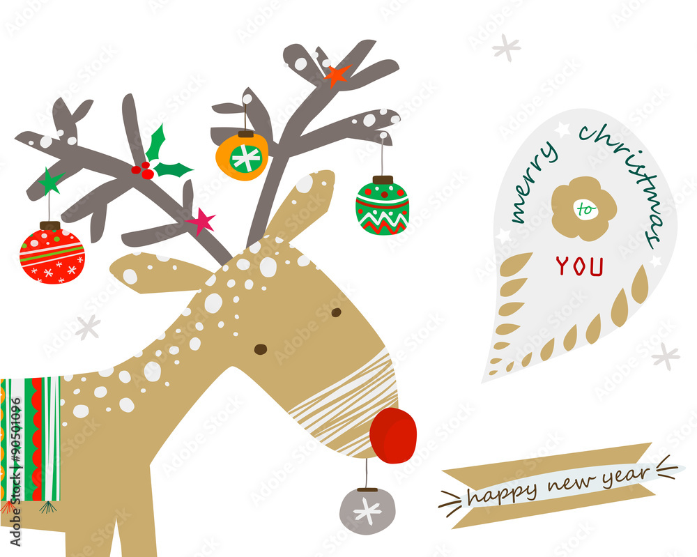 Naklejka premium christmas reindeer