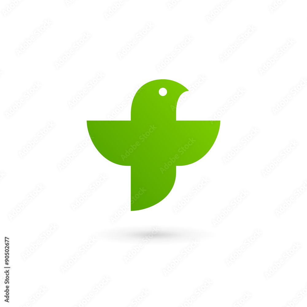 Obraz premium Cross plus bird crest medical logo icon design template elements