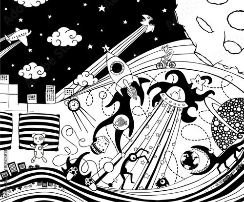 Crazy dreams in black and white