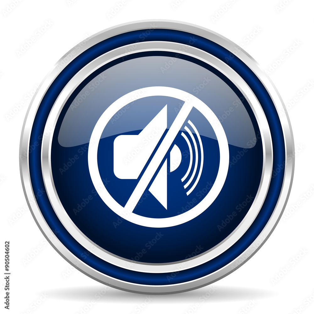 mute blue glossy web icon