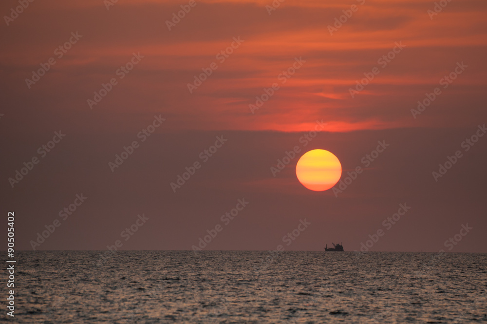Yacht on sunset 
