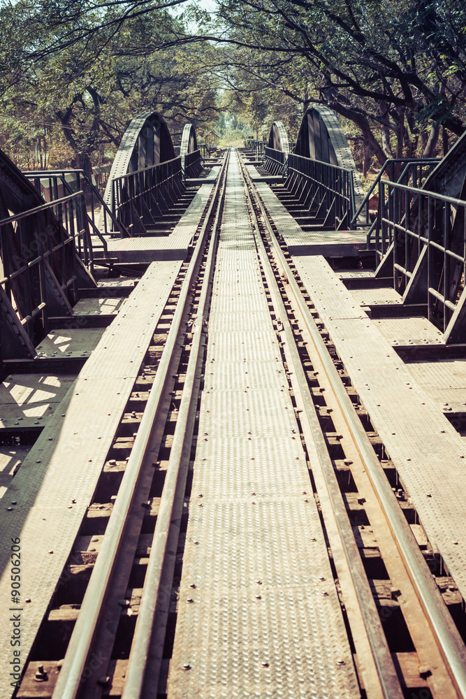 Vintage bridge on river Kwai