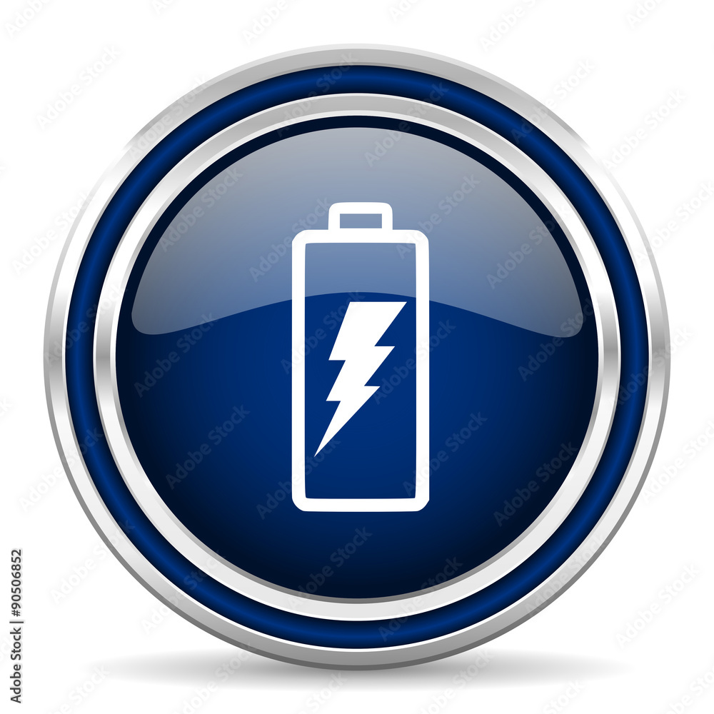 Fototapeta premium battery blue glossy web icon